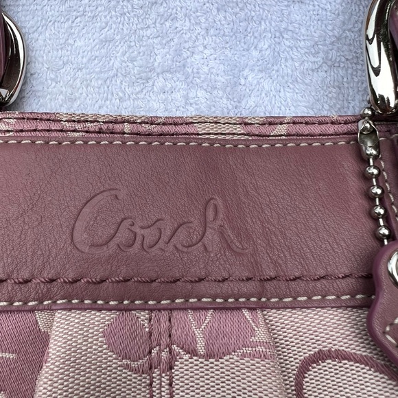 Coach Signature All Over Carriage Leather Satchel -Light Purple Y2K - Picture 2 of 13